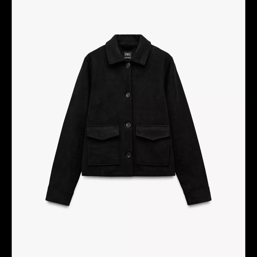 ZARA NWT Faux Suede Black Utility Jacket for Women - Picture 2 of 4